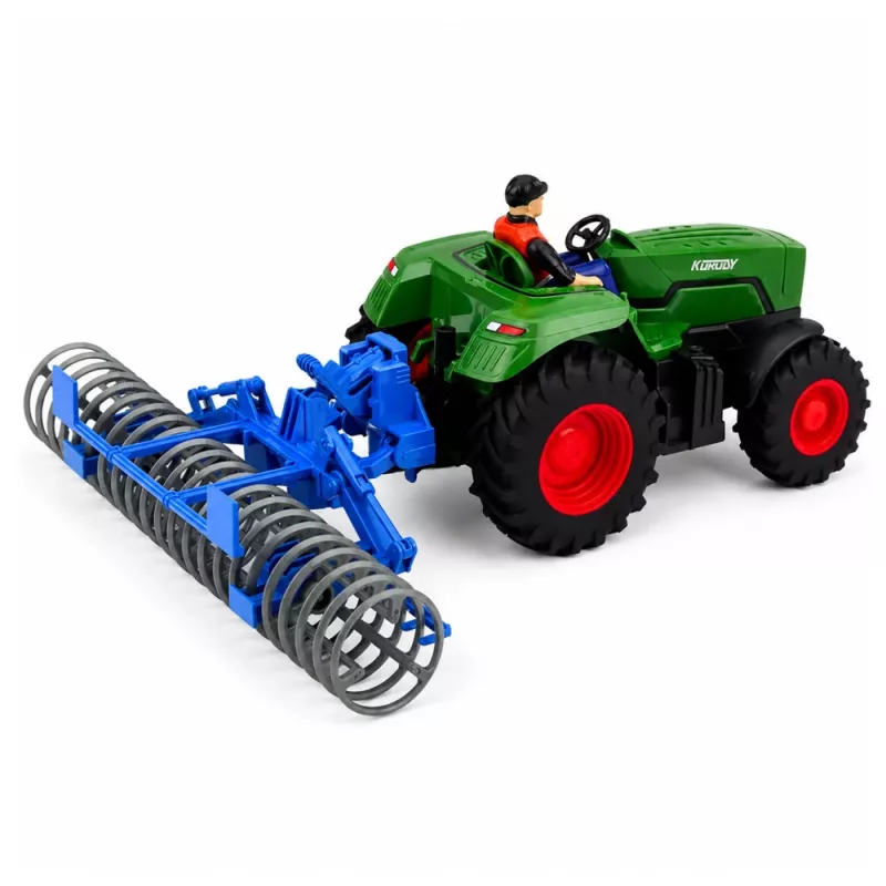 LEAN TOYS RC Groene Tractor met Wals en Boer 1:24 op afstand bestuurbaar