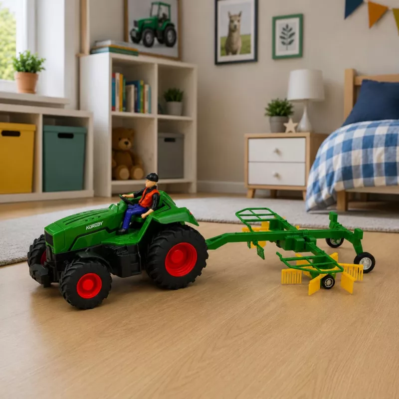 LEAN TOYS Op afstand bestuurbare Tractor met Hooihark RC-lichten 1:24