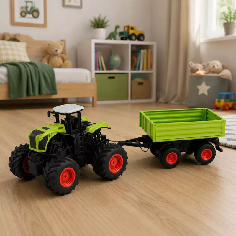 LEAN TOYS Hoge Landbouwtractor met Kiepwagen, Op afstand bestuurbaar, RC 1:16