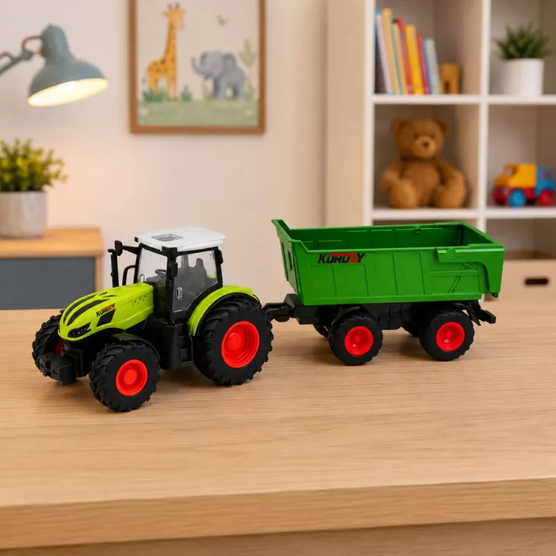LEAN TOYS RC Landbouwtractor met Kiepwagen en Verlichting 1:24