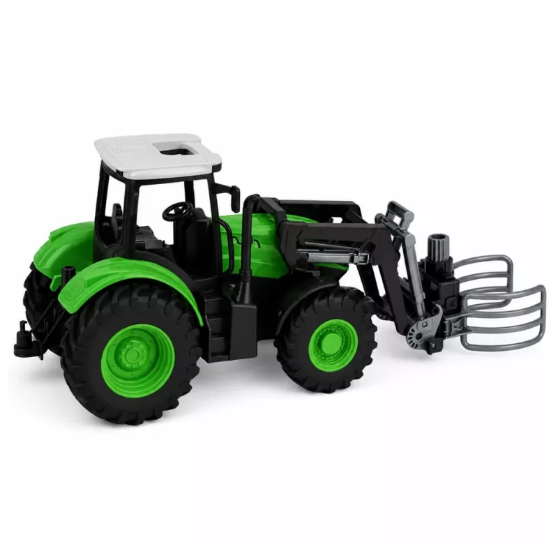 LEAN TOYS RC Tractor met Balengrijper, op afstand bestuurbaar, Lichten, Groen, 1:24