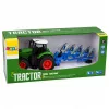 LEAN TOYS Landbouwtractor met Tweeschaarploeg, Rubberbanden, Groen, 1:24