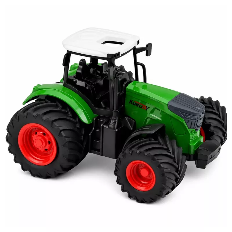 LEAN TOYS Landbouwtractor met Tweeschaarploeg, Rubberbanden, Groen, 1:24