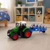 LEAN TOYS Landbouwtractor met Tweeschaarploeg, Rubberbanden, Groen, 1:24