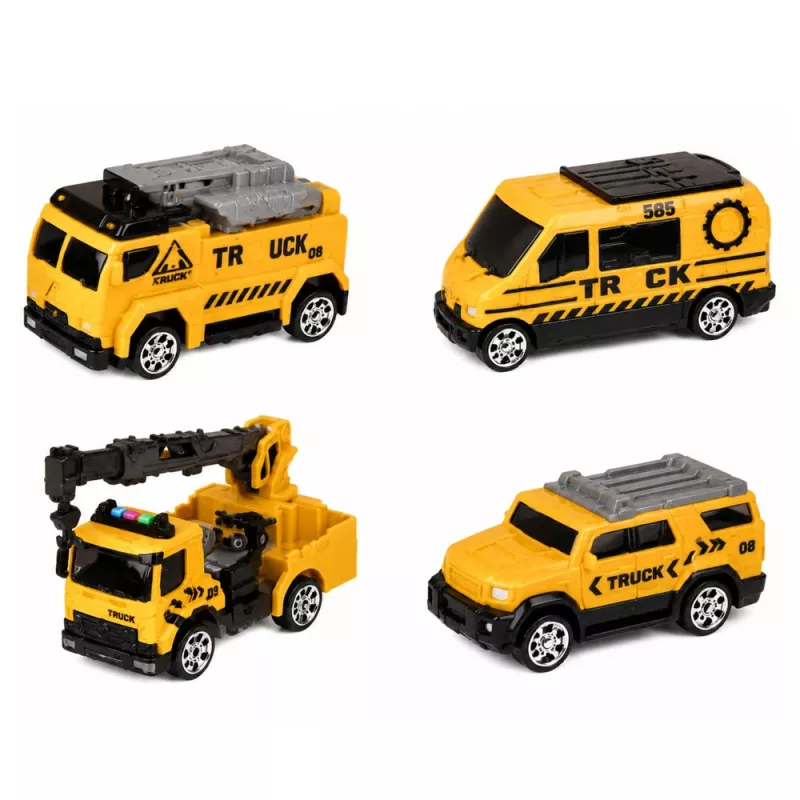 LEAN TOYS Truck met Kraan en Autotransporter Licht Geluid Groen