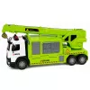 LEAN TOYS Truck met Kraan en Autotransporter Licht Geluid Groen