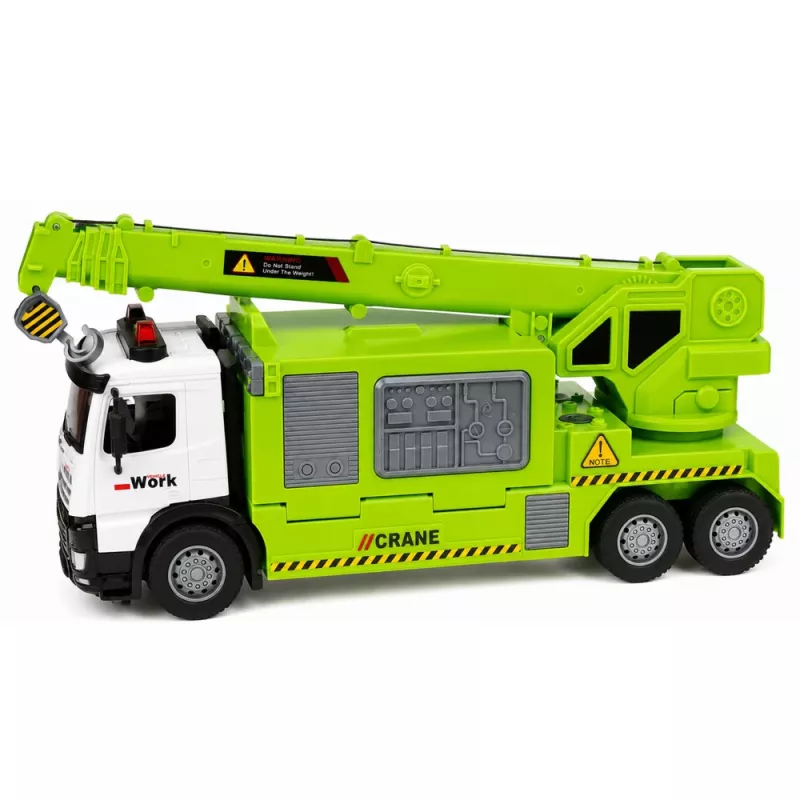 LEAN TOYS Truck met Kraan en Autotransporter Licht Geluid Groen