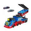 LEAN TOYS Locomotief Transporter met Auto's, Rails, Lanceerbaan, Lichten en Geluiden