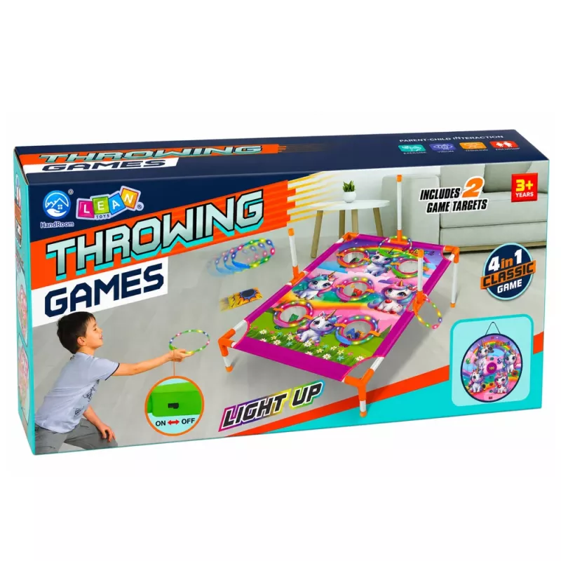 LEAN TOYS 4-in-1 Eenhoorn Ringgooispel met Ringen en Schijven