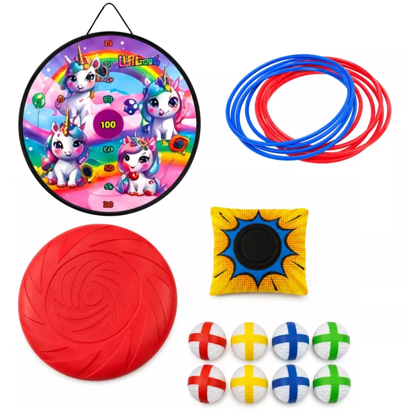 LEAN TOYS 4-in-1 Eenhoorn Ringgooispel met Ringen en Schijven