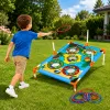LEAN TOYS 4-in-1 Behendigheidsspel met Bord, Zakjes, Ringen, Frisbee
