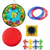 LEAN TOYS 4-in-1 Behendigheidsspel met Bord, Zakjes, Ringen, Frisbee