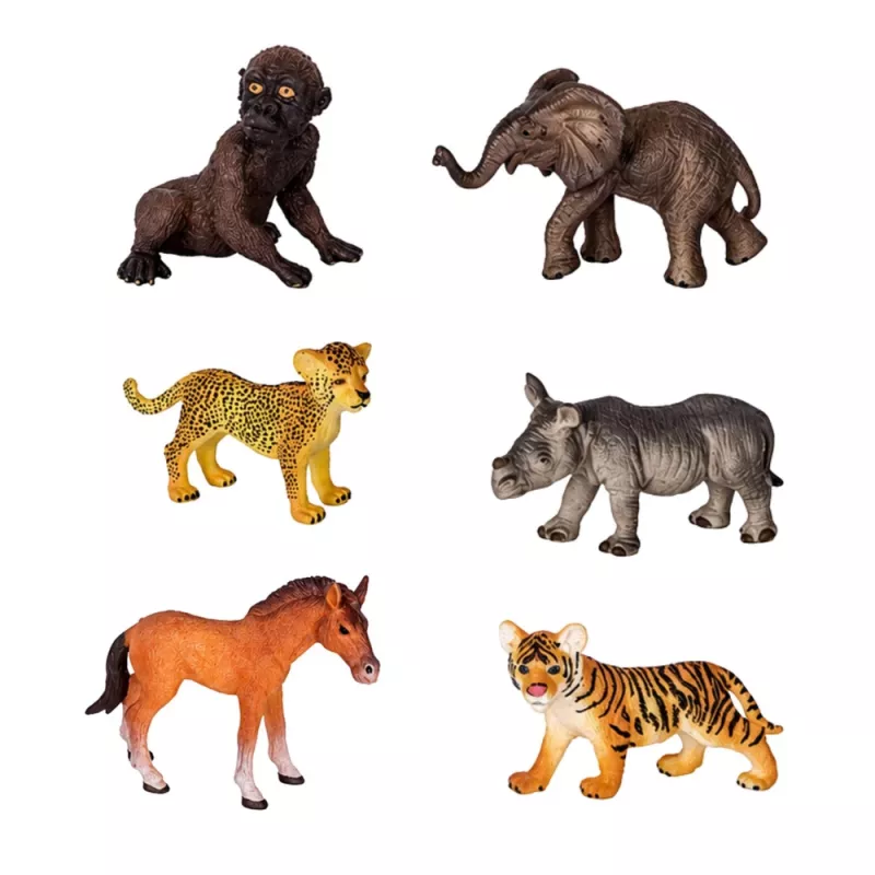 LEAN TOYS Set Wilde Dieren Figuren Luipaard Tijger Olifant Paard Park 3D-Bord
