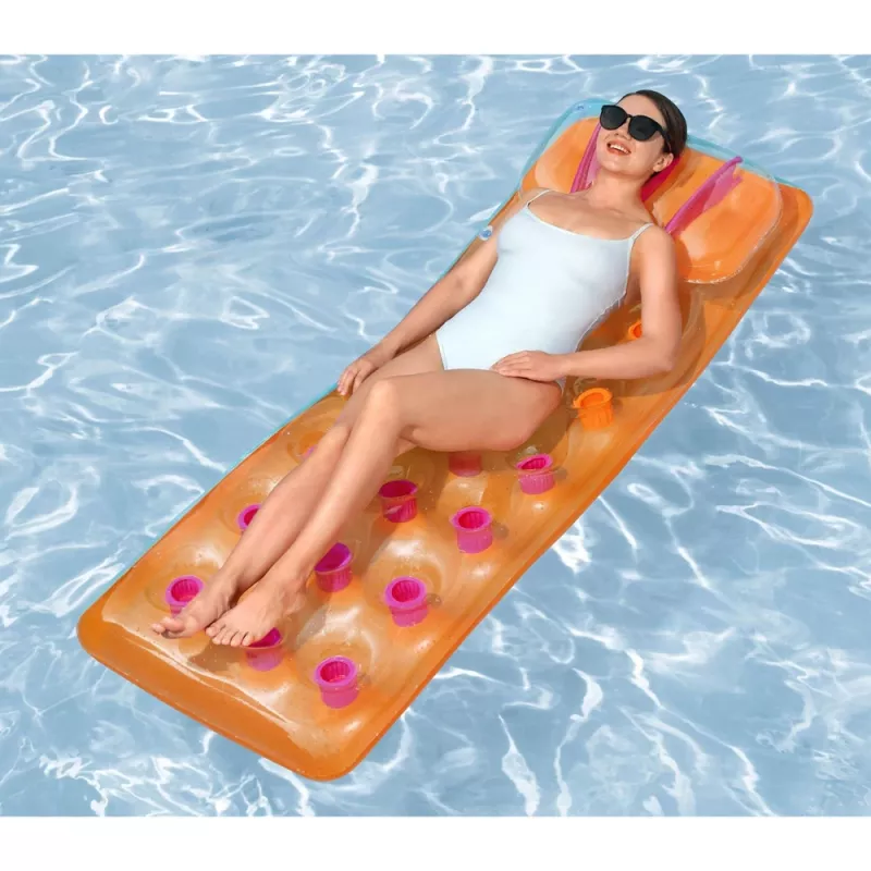 Bestway 43015 Opblaasbare Luchtmatras voor Zwembad, Oranje, 183x69x15 cm