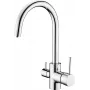 DEANTE Kuchinox Keukenkraan met Waterfilteraansluiting, Verchroomd, Messing, 360° draaibaar, Eengreepsmengkraan, 2-in-1