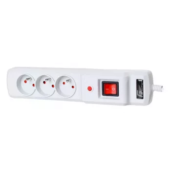 Getfort GF-3A-3M-G overspanningsbeveiliging stekkerdoos 3 stopcontacten 3m Grijs