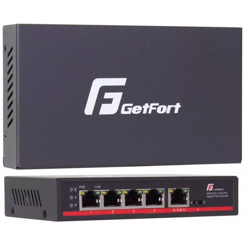 GETFORT GF-105-4PG-PD-90 PoE-switch 4 GE + 1 GE 90W (PoE-In)