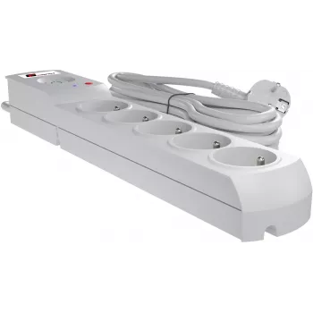 Getfort 5P-1.5M-G overspanningsbeveiliging stekkerdoos, 5 stopcontacten, 1,5 m kabel, grijs