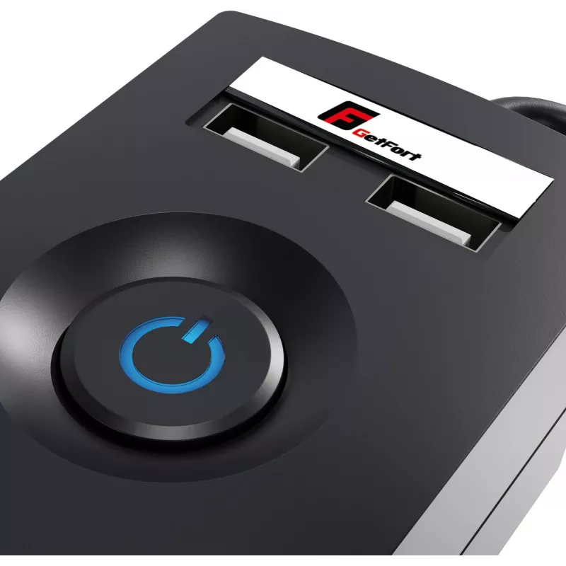 Getfort 5P 5m zwarte USB overspanningsbeveiliging stekkerdoos