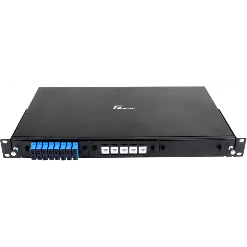 GETFORT GF-FO-MOD 1U 19 inch rack-mount glasvezel-patchpanel, 3 module-insteeksleuven, zwart