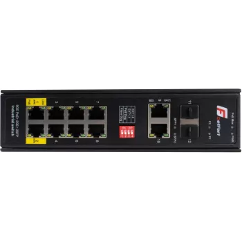 GETFORT GF-110-8PG-2G-2S industriële PoE+ switch, 8x PoE+ Gigabit + 2x Gigabit + 2x SFP, -40°C tot 80°C