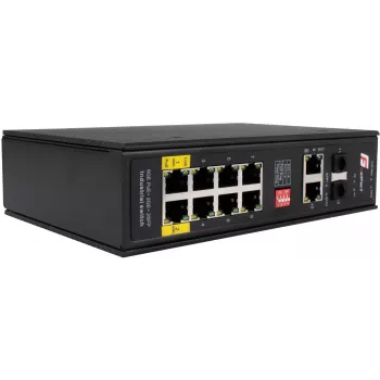 GETFORT GF-110-8PG-2G-2S industriële PoE+ switch, 8x PoE+ Gigabit + 2x Gigabit + 2x SFP, -40°C tot 80°C