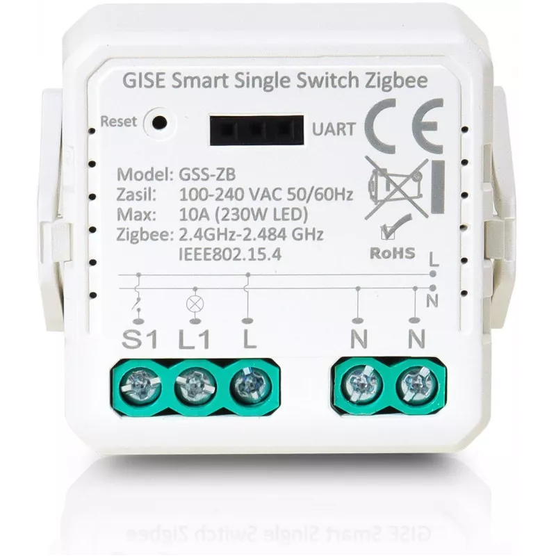 GISE slimme enkelrelais-module (zonder nuldraad) Zigbee Tuya GSS-ZB-NN