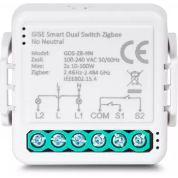 GISE slimme dubbelrelais-module (zonder nuldraad) Zigbee Tuya GDS-ZB-NN