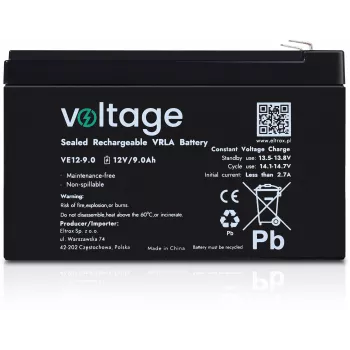 VOLTAGE AGM accu 12V 9Ah VE12-9.0 (6-9 jaar levensduur)