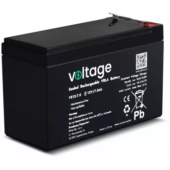 VOLTAGE AGM accu 12V 7Ah VE12-7.0 (6-9 jaar levensduur)