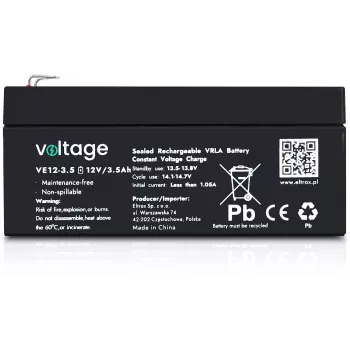 VOLTAGE AGM accu 12V 3,5Ah VE12-3.5 (6-9 jaar levensduur)