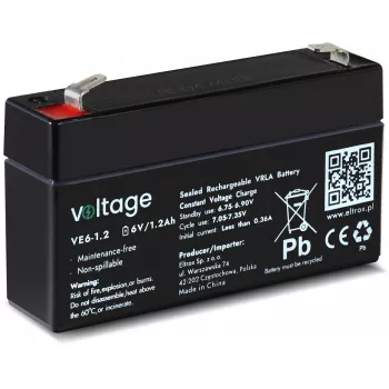 AGM-accu Voltage 6V 1,2Ah VE6-1.2 (ontwerp levensduur 6-9 jaar)