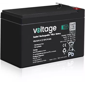 Voltage Long Life AGM accu 12V 9Ah VEL12-9.0 (15 jaar ontwerplevensduur)