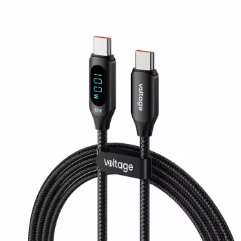 USB-C naar USB-C kabel Voltage PowerDisplay 100W PD 1m zwart