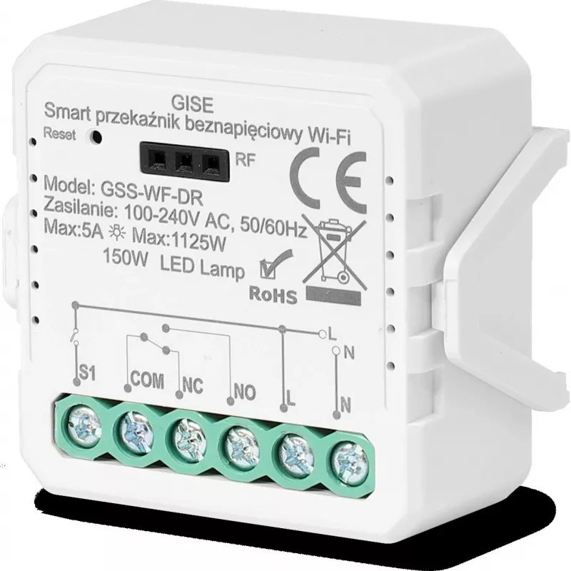 GISE Smart enkel potentiaalvrij relaismodule WiFi Tuya GSS-WF-DR