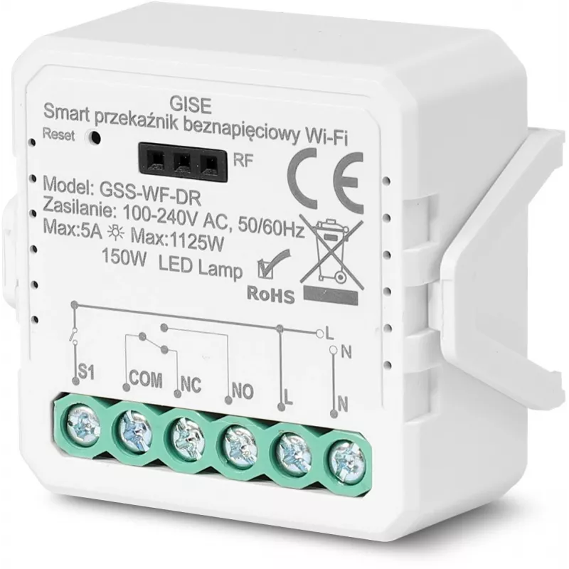 GISE Smart enkel potentiaalvrij relaismodule WiFi Tuya GSS-WF-DR