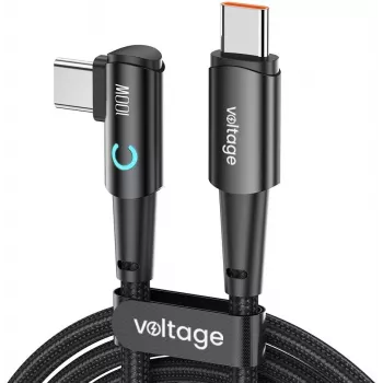 Voltage PowerAngle USB-C naar USB-C kabel 100W PD 100cm zwart