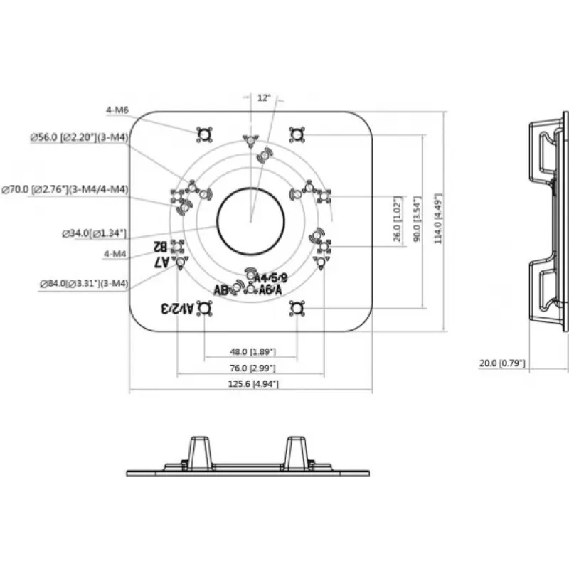MITON VESA adapterplaat MT-P152-B - 75x75/100x100 naar 200x100/200x200, zwart, 30 kg