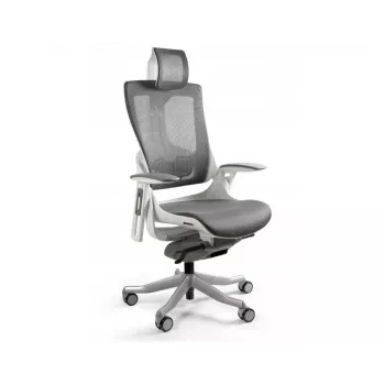 UNIQUE Wau 2 NW41 Ergonomische bureaustoel, koolstofkleur/wit net