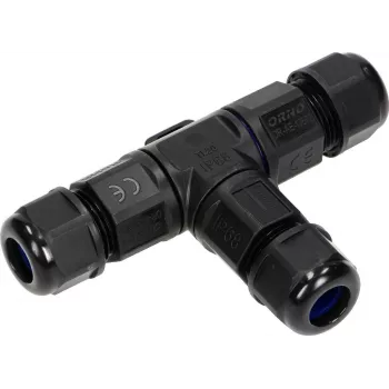 ORNO OR-AE-13602 T-verbinder IP68, 3x4mm², 450V/25A, zwart
