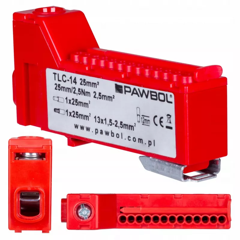 PAWBOL LZB E.4136CZ schroefloze rijgklem 12-polig rood 450V 24A