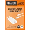 GRATEQ TAHKO 20W USB-C PD wandlader bundel met 1,5m USB-C naar Lightning kabel, wit