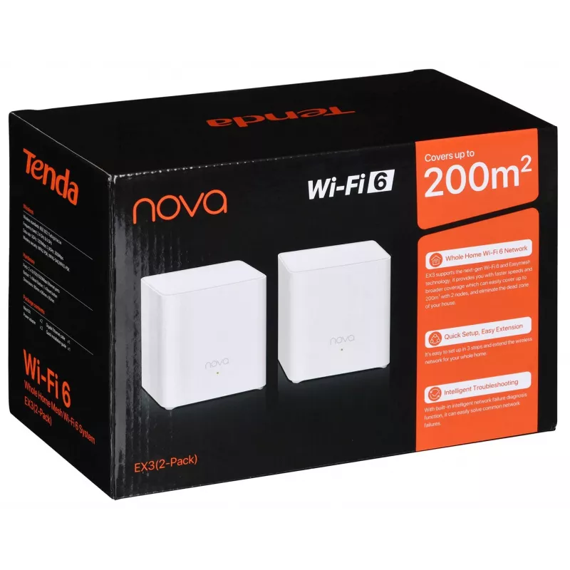 Tenda EX3 (2-pack) dualband Wi-Fi 6 mesh-systeem AX1500 wit