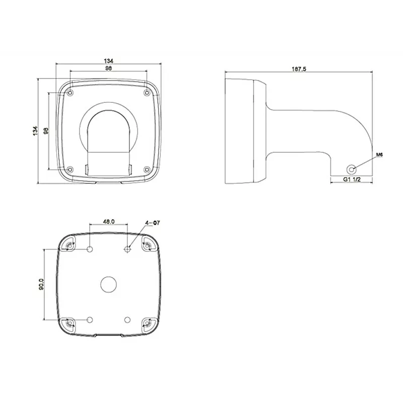 DAHUA PFB302S-V2 wandbeugel voor PTZ-domecamera's, wit, aluminiumlegering