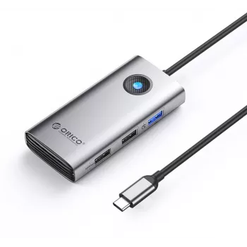 ORICO PW11-5P-GY-EP USB-C-hub 5-in-1, 1x USB-A 3.0 5Gbps, 2x USB-A 2.0, HDMI 4K@30Hz, PD 60W, grijs