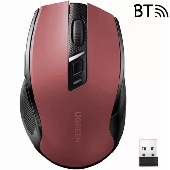 UGREEN MU006 draadloze optische muis 2.4GHz / Bluetooth 5.0 4000 DPI - rood