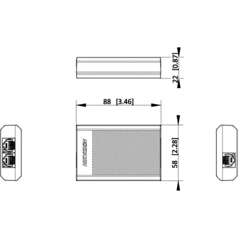 Hikvision DS-3E0503DP-E/R Gigabit PoE-extender, 1x PoE In, 2x PoE Out, 802.3af/at, 30 W