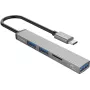 ORICO AH-12F-GY-BP USB-C-hub met 3x USB-A-aansluitingen en microSD-kaartlezer, aluminium, Space Gray