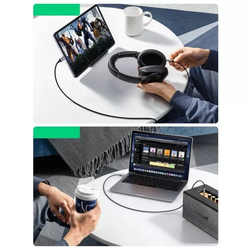 UGREEN AUX stereo-audiokabel 3,5mm mini-jack naar USB Type-C 1m zwart (CM450 20192)