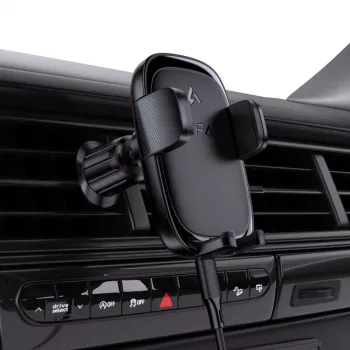Acefast D48 Autohouder voor ventilatierooster met draadloze oplader Zwart